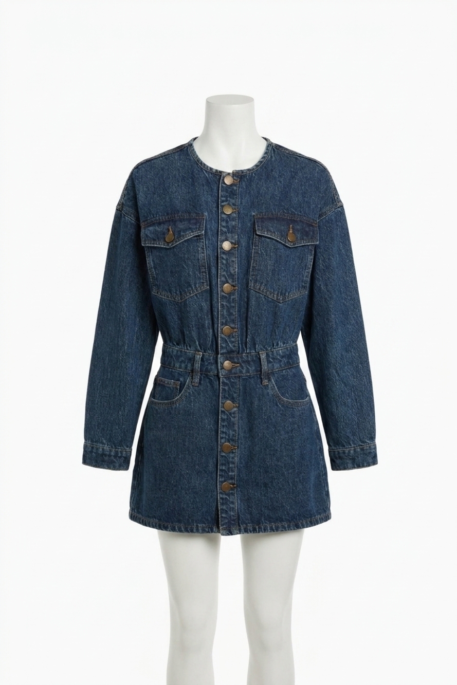 NEW BLANKNYC ready set go denim dress in med indigo